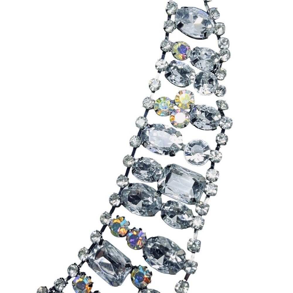 Kirks Folly Silver Tone Aurora Borealis And Clear Rhinestone Collar Necklace (59 - Picture 6 of 10